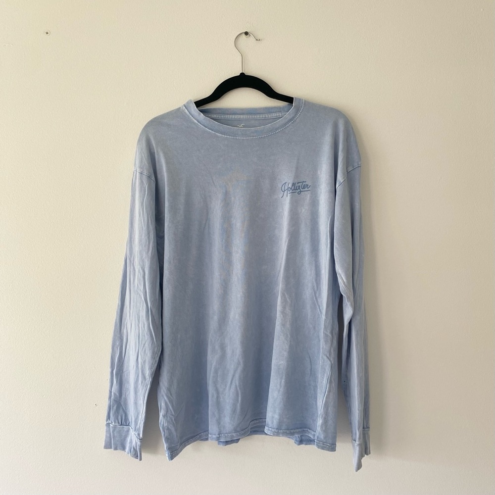 Washed Blue Oversized Hollister Long-Sleeve